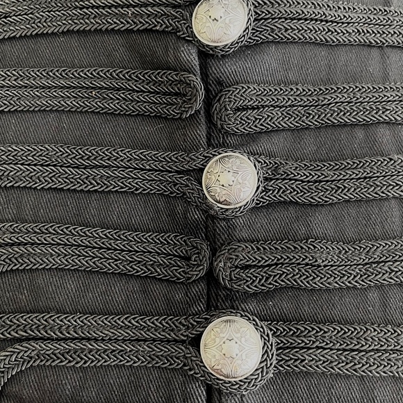 Tripp NYC Black denim jacket blazer long Military band coat cord embroidery US S - Picture 6 of 16